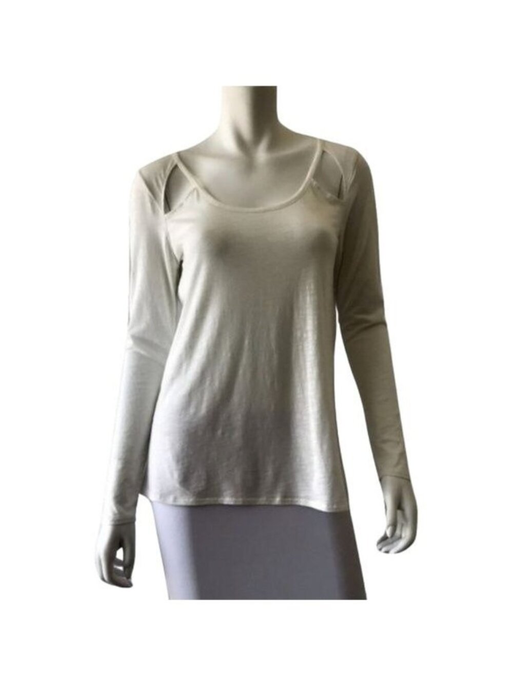 Chaser Ivory Long Sleeve V Back Cut Out Top
